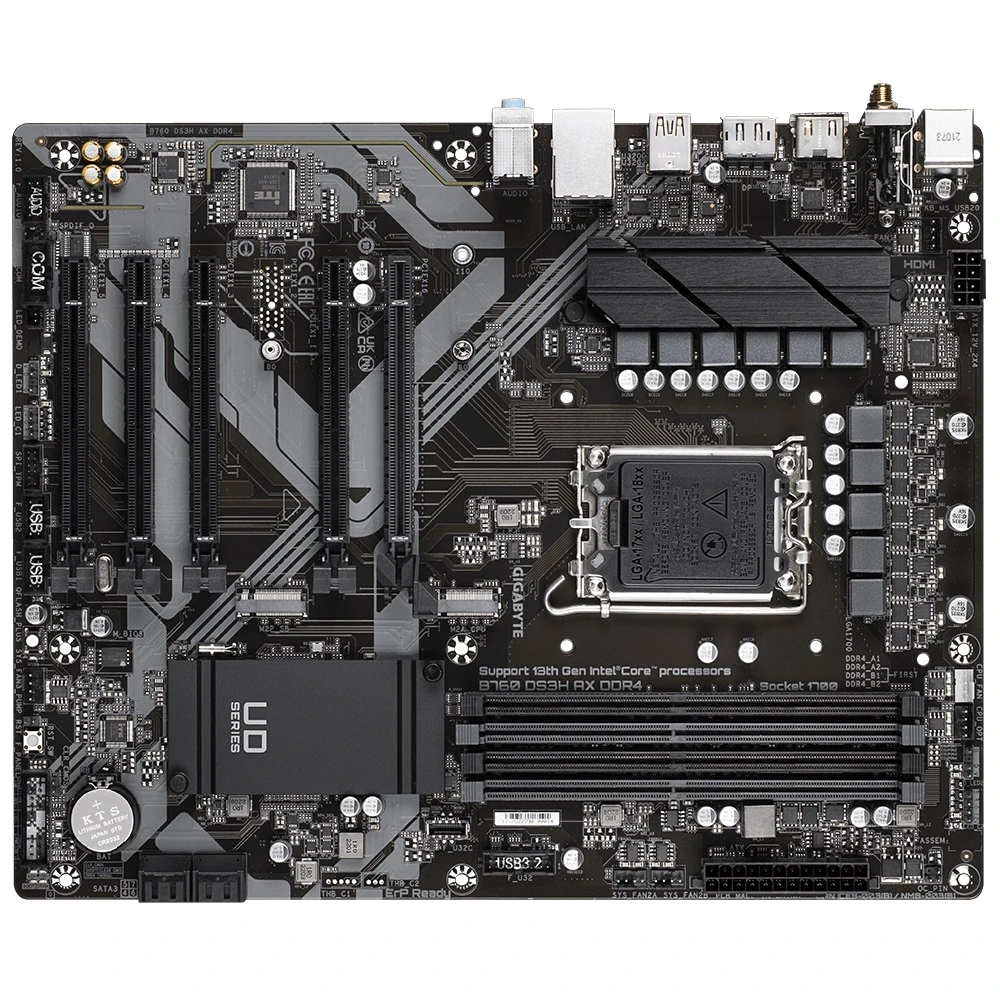 Gigabyte Motherboard B760 DS3H AX DDR4 LGA 1700 مقبس ، دعم الجيل الثالث عشر والثاني عشر ، B760-DD3H-AX-DDR4