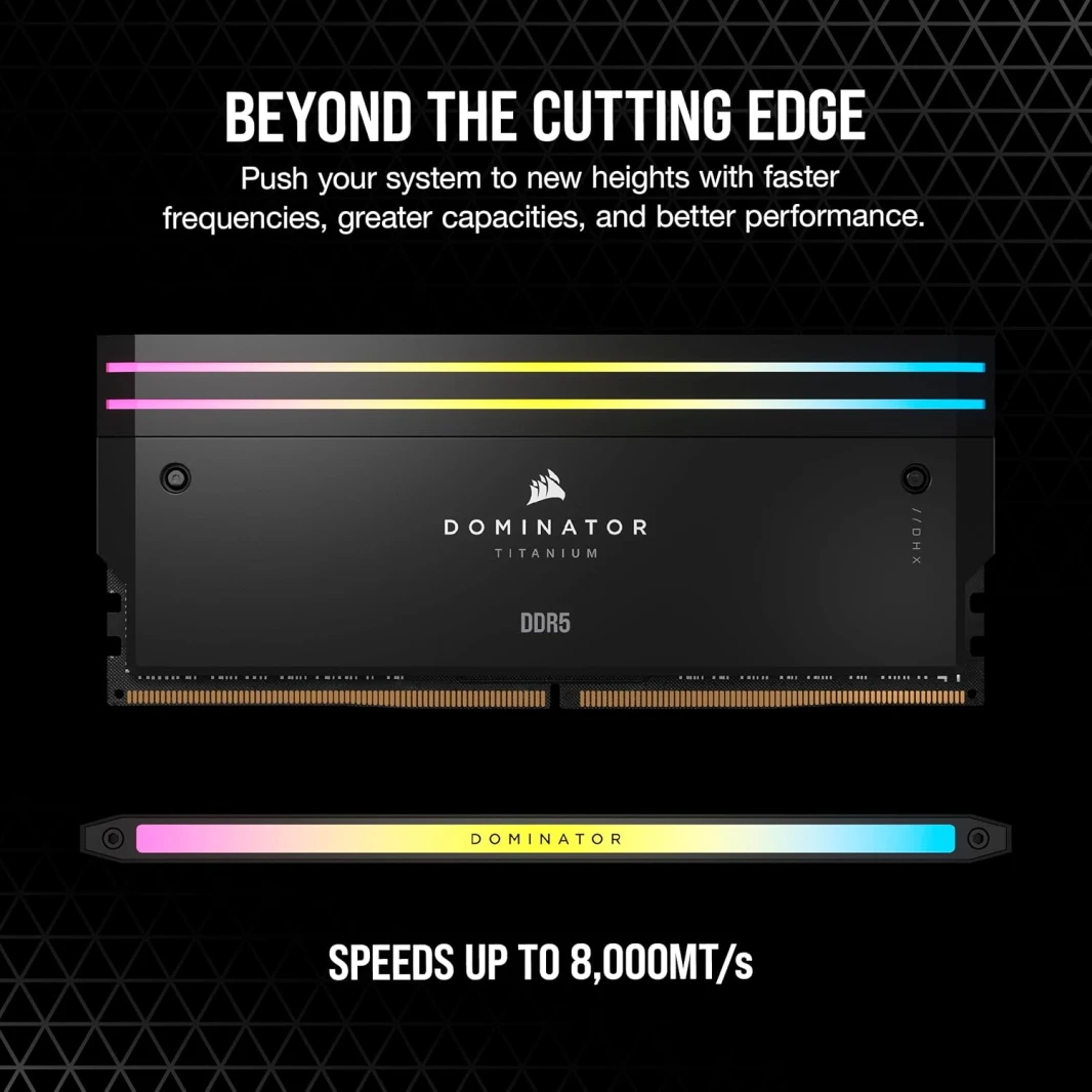 Corsair Dominator Titanium (2x16gb) RAM 7200MT/S DDR5 CL34 Intel XMP Memory Kit RGB - Black - CMP32GX5M2X7200C34