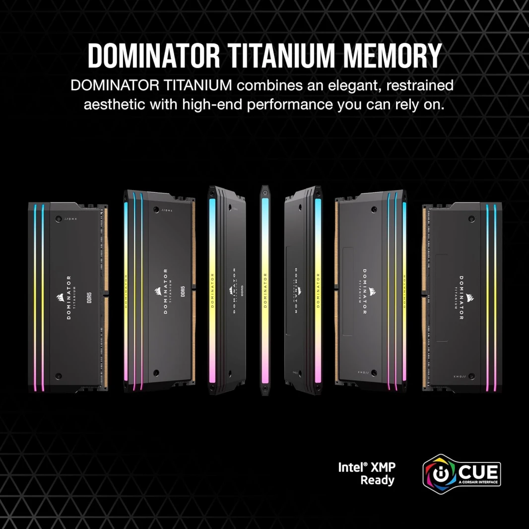 Corsair Dominator Titanium (2x16gb) RAM 7200MT/S DDR5 CL34 Intel XMP Memory Kit RGB - Black - CMP32GX5M2X7200C34