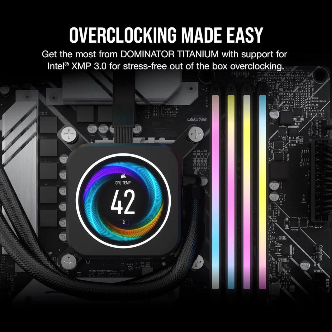 Corsair Dominator Titanium (2x16gb) RAM 7200MT/S DDR5 CL34 Intel XMP Memory Kit RGB - Black - CMP32GX5M2X7200C34