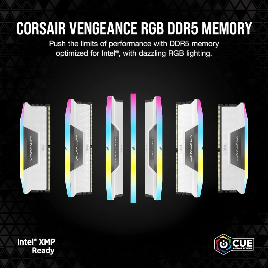 Corsair Vengeance 2x32GB RAM CL32 Memory Kit RGB - White - CMH64GX5M2B6400C32W