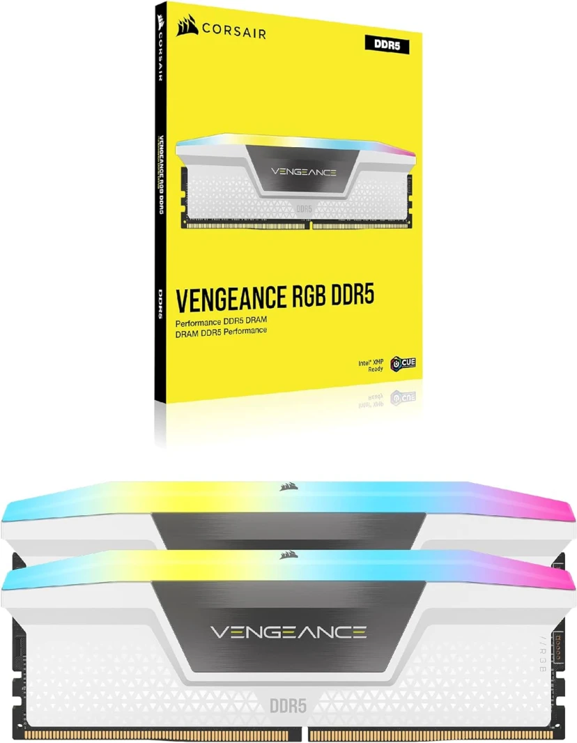 Corsair Vengeance 2x32GB RAM CL32 Memory Kit RGB - White - CMH64GX5M2B6400C32W
