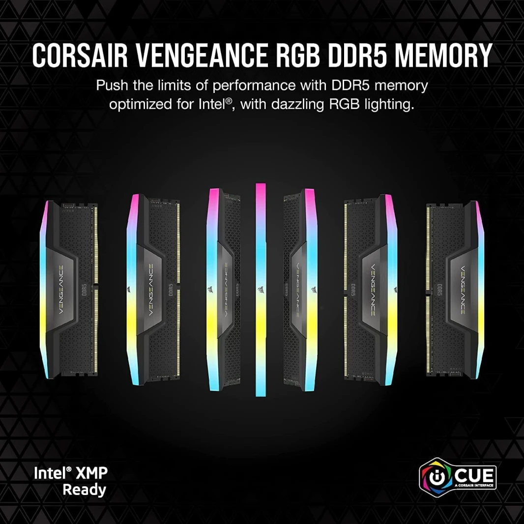 CORSAIR VENGEANCE 2x32GB 6400MT/s RAM  CL32 Memory Kit RGB — Black – CMH64GX5M2B6400C32