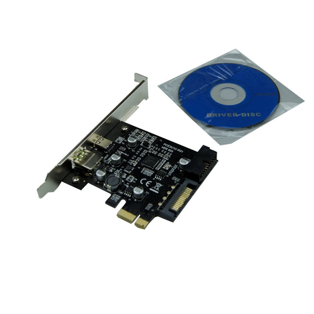 PCI إلى USB 3.1 Type-C ومنفذ الشحن السريع ، بطاقة PCI Express مع موصل طاقة SATA 15 دبوس وموصل 19 دبوس SuperSpeed ​​5 جيجابايت لنظام التشغيل Windows 7/8/8.1/10 و 32-64bit Linux