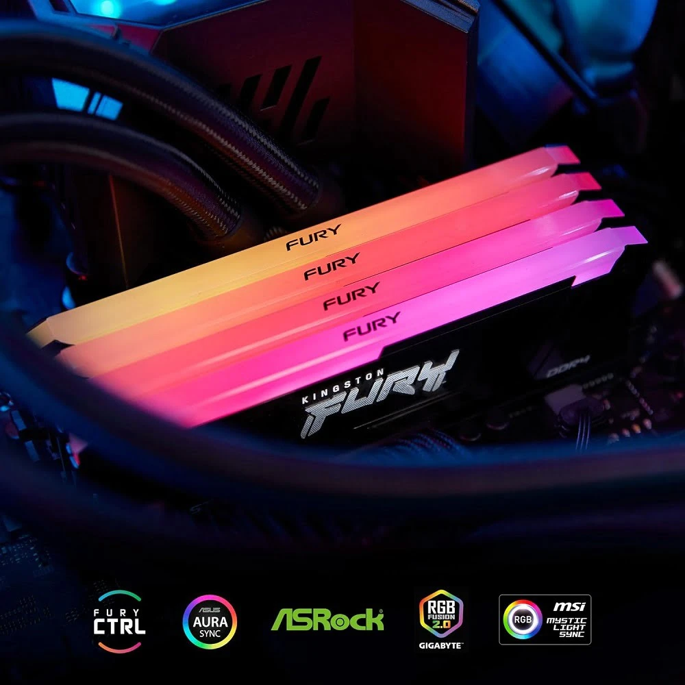 Kingston 16GB FURY BEAST DDR4 3200 MT/S RGB الذاكرة RAM CL16 [KF432C16BB12A/16]
