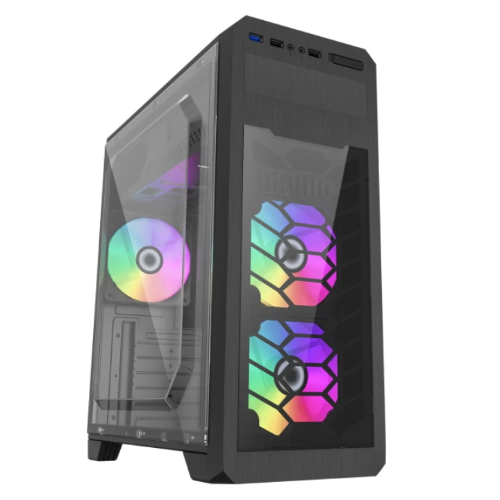 GameMax G563 Mid-Fower PC Case-3x Fan مثبت مسبقًا-اللون الأسود