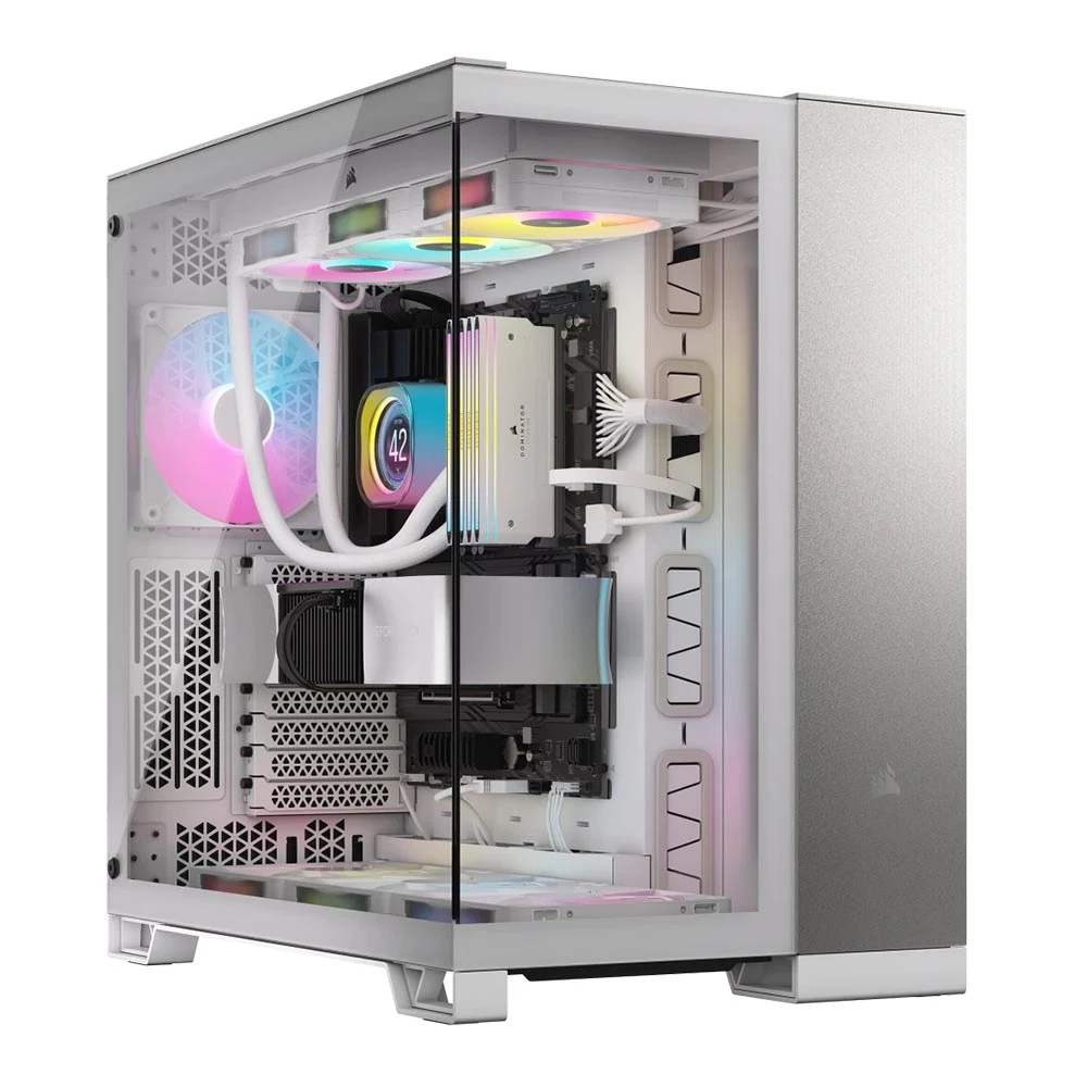 Corsair 6500x Mid-Fower Dual Ramber Case-الألومنيوم الأبيض/الساتان الرمادي [CC-9011285-WW]