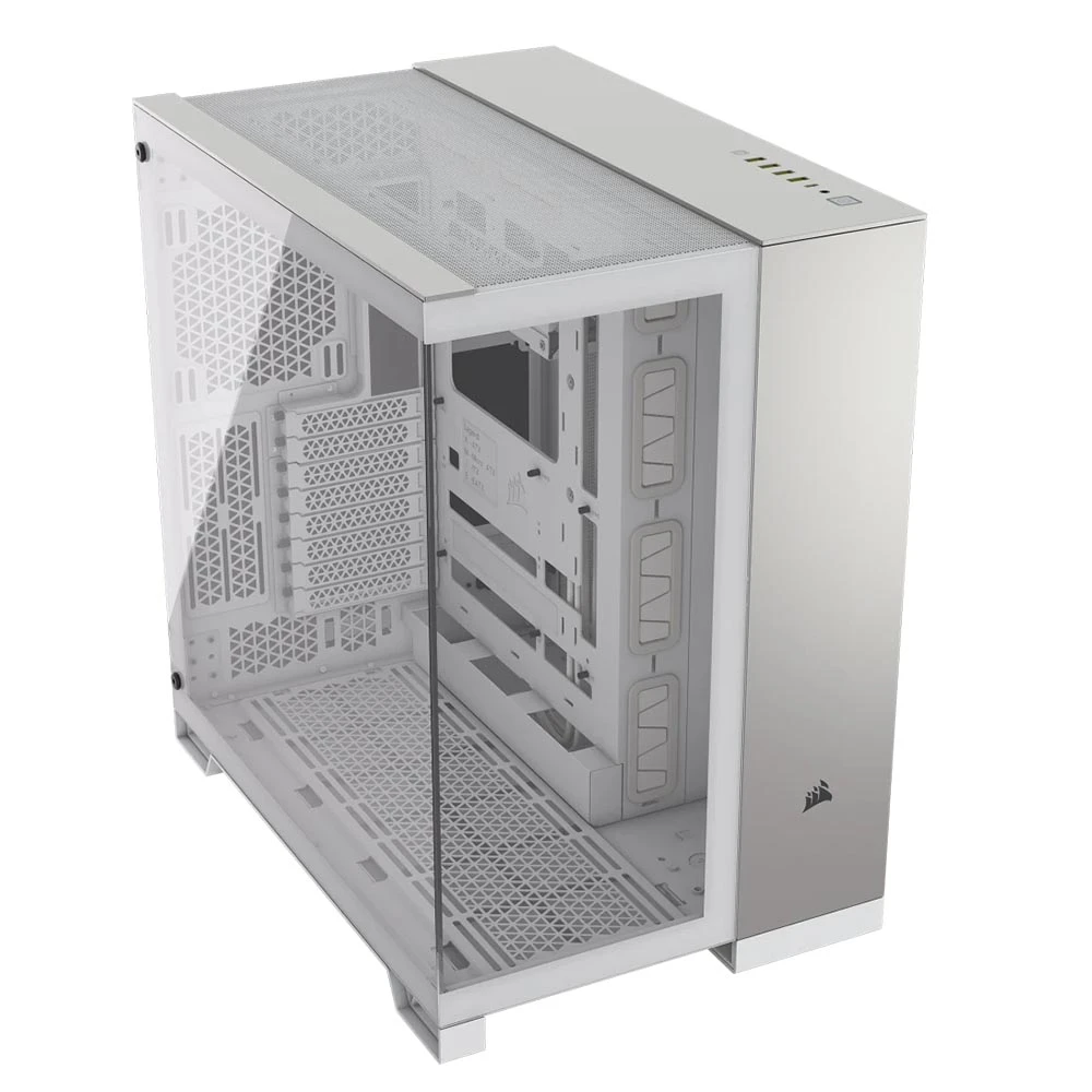 Corsair 6500x Mid-Fower Dual Ramber Case-الألومنيوم الأبيض/الساتان الرمادي [CC-9011285-WW]