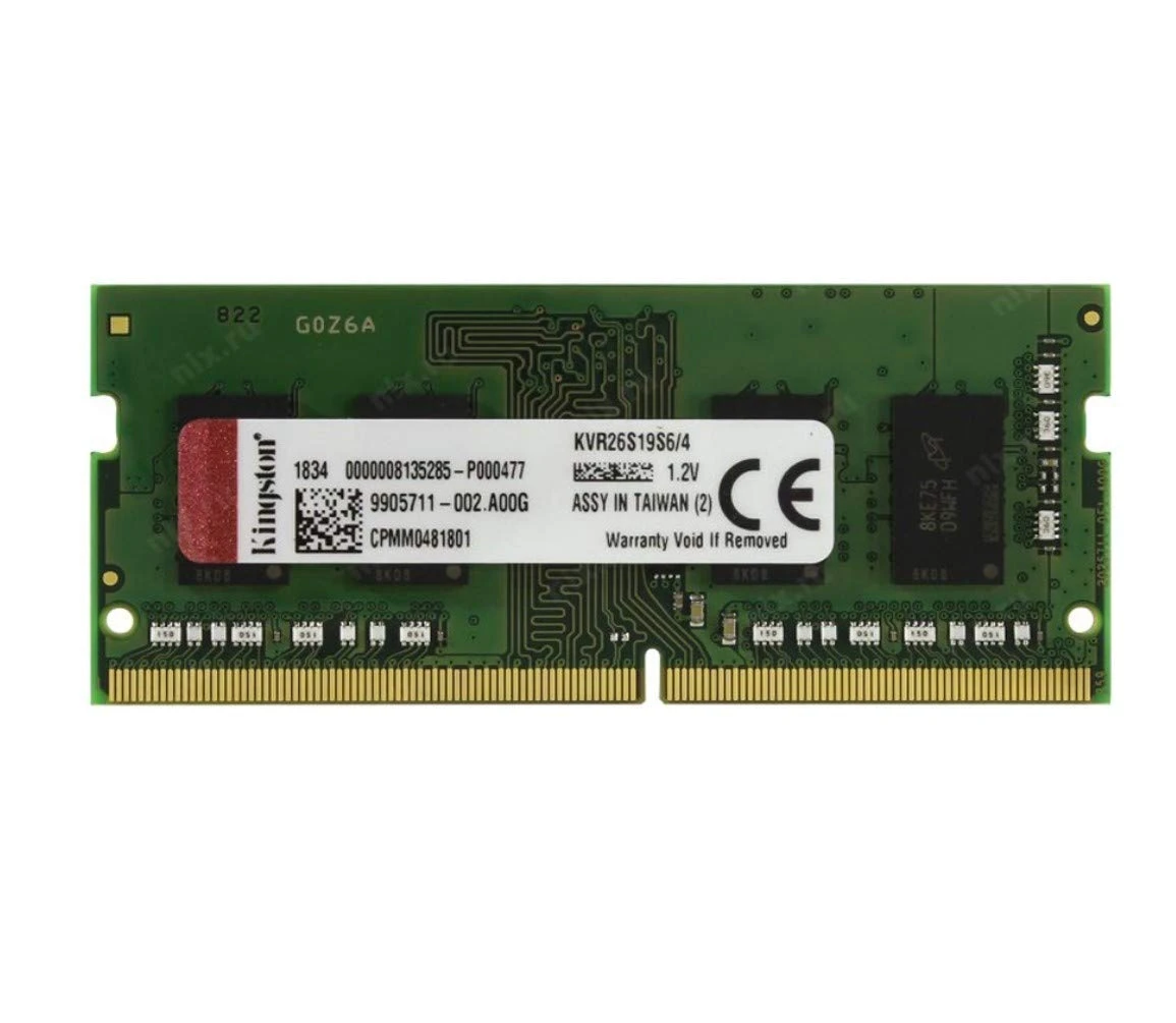 Kingston 4GB / 2666 MHz DDR4 PC4-CL19 260-Pin SODIMM RAM [KVR26S19S6 / 4] (1.2V)