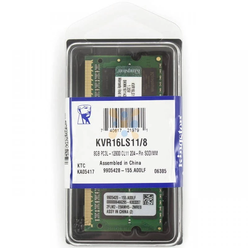 Kingston 8GB/1600MHz DDR3 PC3L -12800 CL11 204 -Pin SODIMM RAM (KVR16LS11/8) (1.35V)