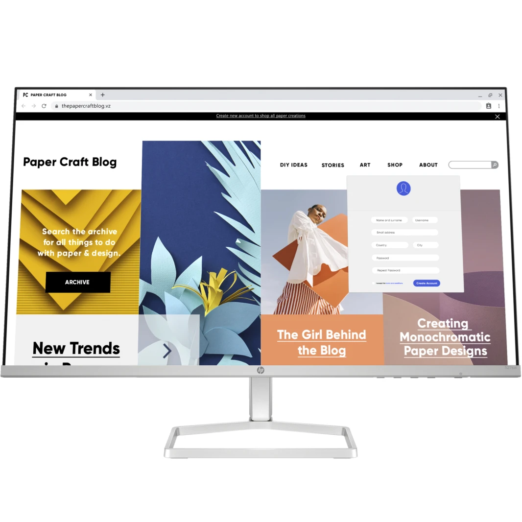 HP Series 5 27″ Monitor  IPS FHD | 100Hz refresh rate | 99% sRGB | White – 94C21AS