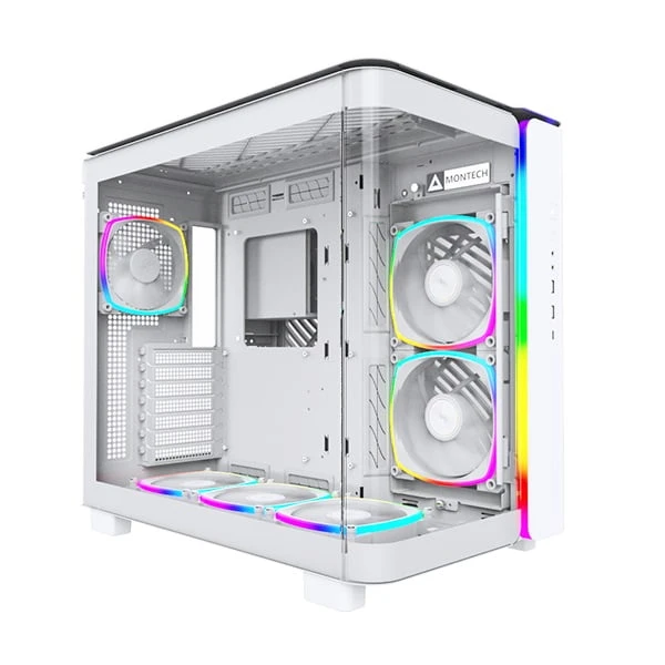 Montech dual chamber Mid-Tower gaming Case – white color – KING 95 PRO white