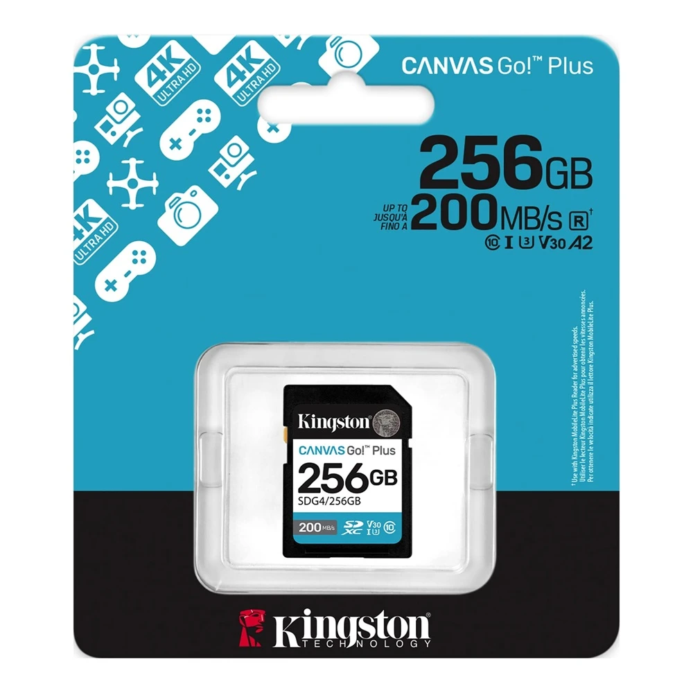 Kingston 256GB SDXC Canvas GO Plus Gen4 200MB/S C10 SD CARD SDG4/256GB