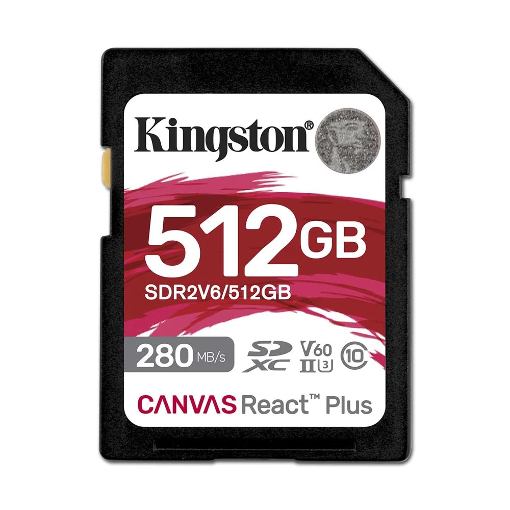 Kingston 512GB Canvas React Plus V60 SD Memory Card for 4K professional UHS-II cameras [  SDR2V6/512GB ]