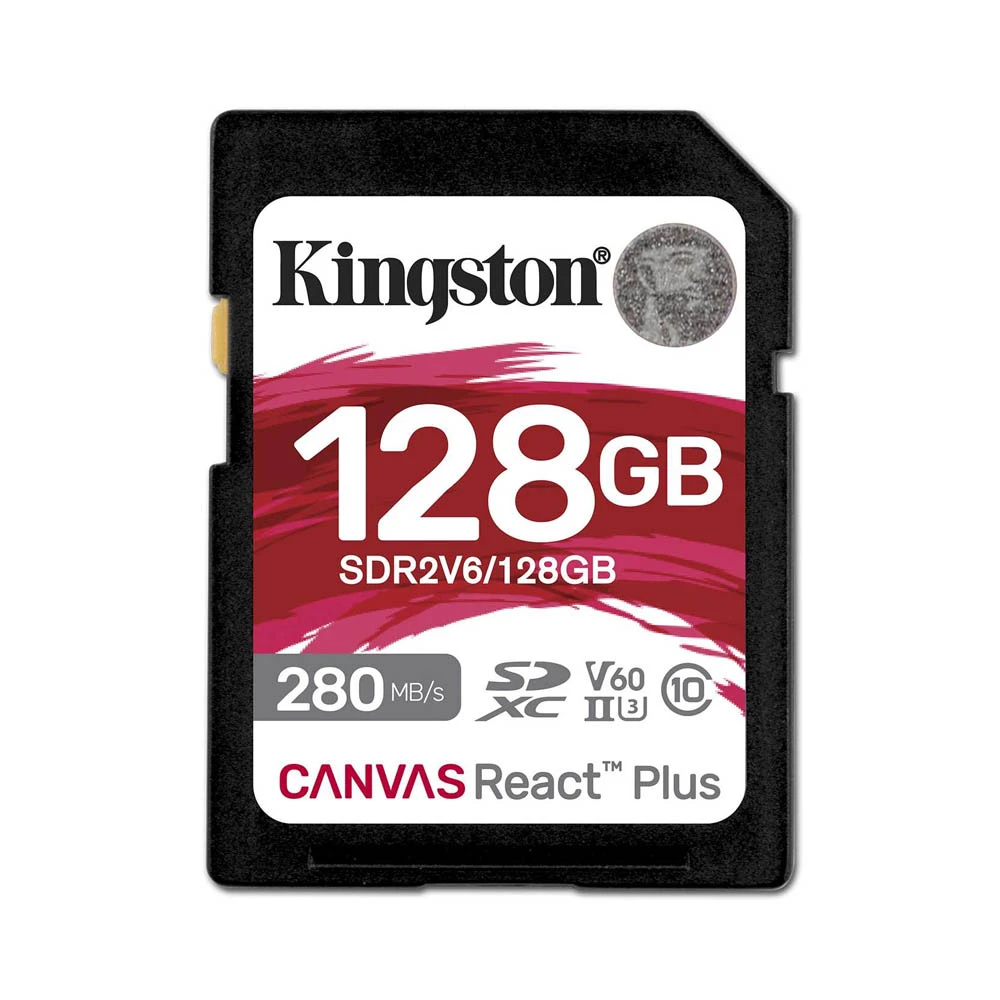 Kingston 128GB Canvas React Plus V60 SD CARMED لكاميرات UHS-II احترافية 4K [SDR2V6/128GB]