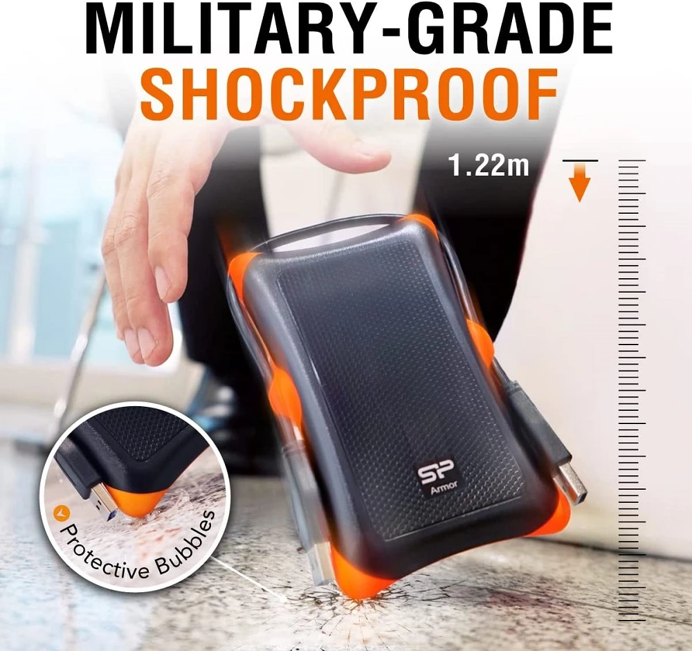 Silicon Power SP 1TB ARMOR A30 USB 3.2 محرك صلب خارجي محمول SP010TBPHDA30S3K