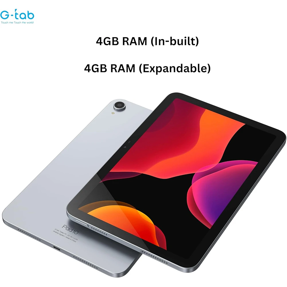 G-Tab Pad 10 Pro "Octa Core ، RAM 4GB ، تخزين 128 جيجا بايت ، شاشة عالية الدقة 10.1 بوصة ، فضية"