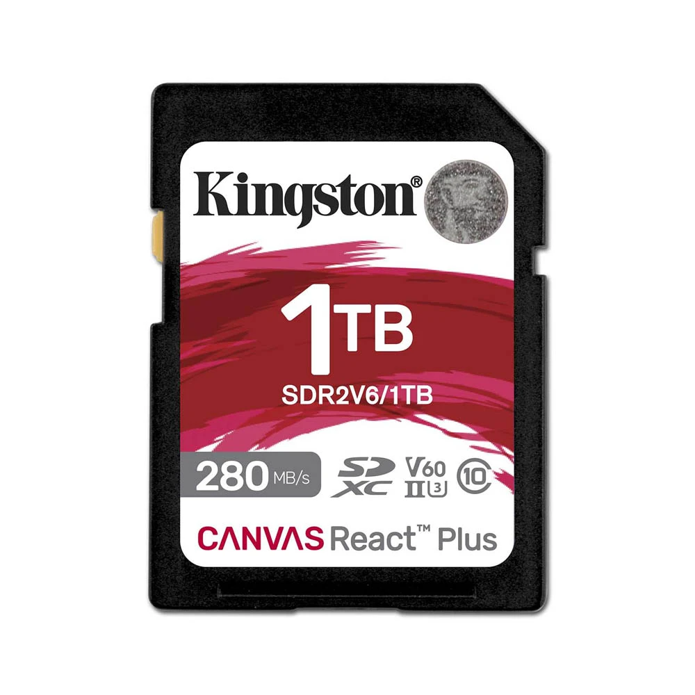 Kingston 1TB Canvas React Plus V60 SD CARMED لكاميرات UHS-II احترافية 4K [SDR2V6/1TB]