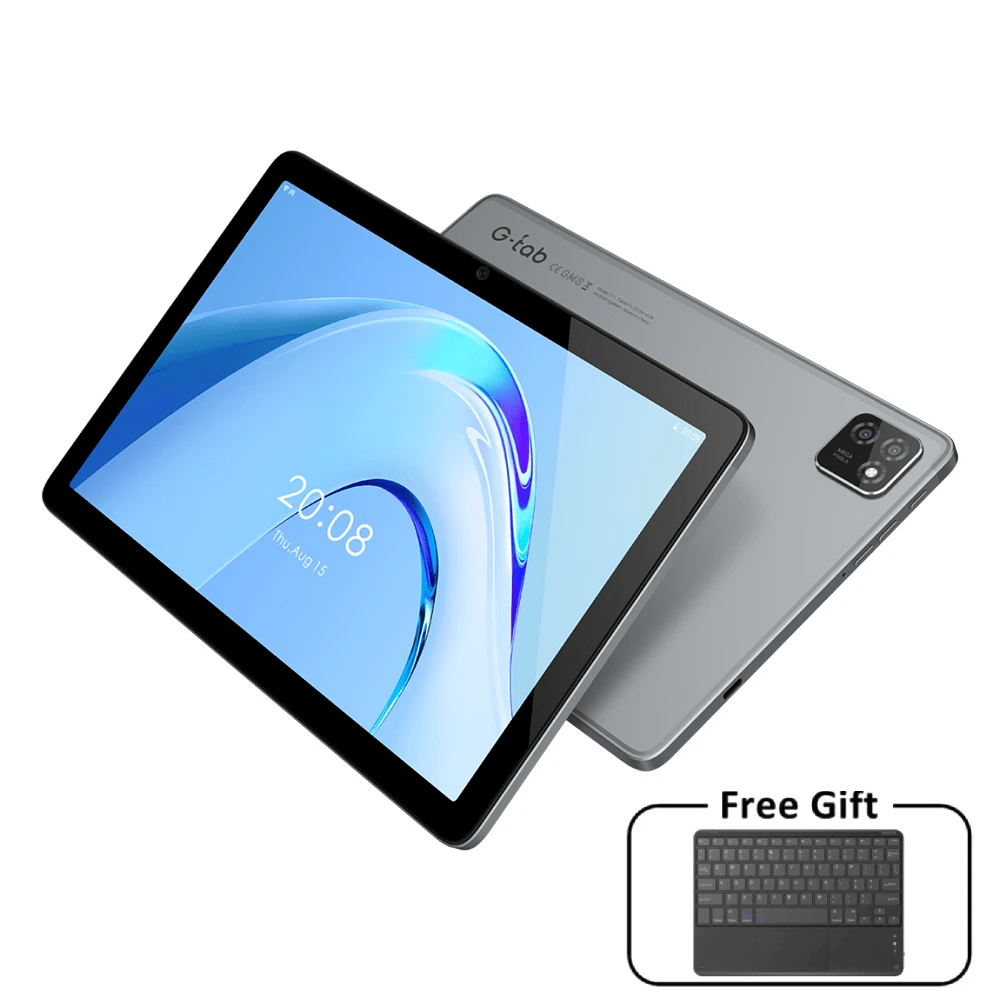 G-Tab Tab T11 ” Quad Core Processor, 128GB Storage, 4GB Ram, 4G LTE, 10.1 inch HD Screen, Gray ” With keyboard