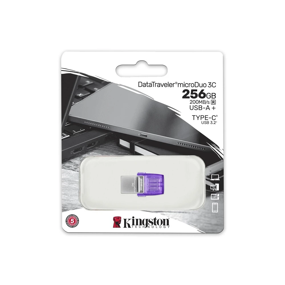 Kingston 256GB واجهة مزدوجة USB Type-C والنوع A USB 3.2 GEN 1 200MB/S قراءة-[DTDUO3CG3/256GB]
