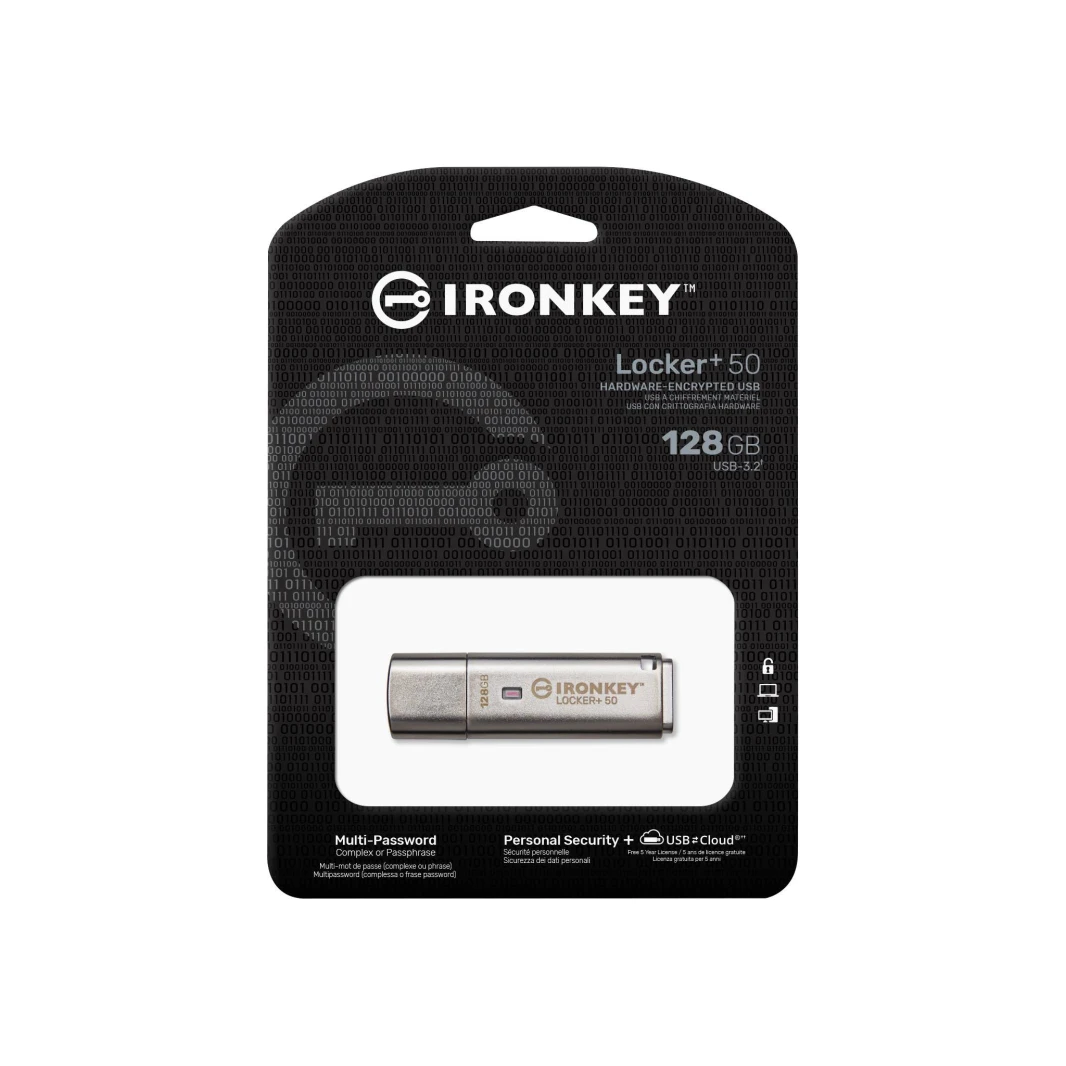 Kingston Ironkey 128GB خزانة+ 50 محرك أقراص فلاش USB مشفرة - [IKLP50/128GB]