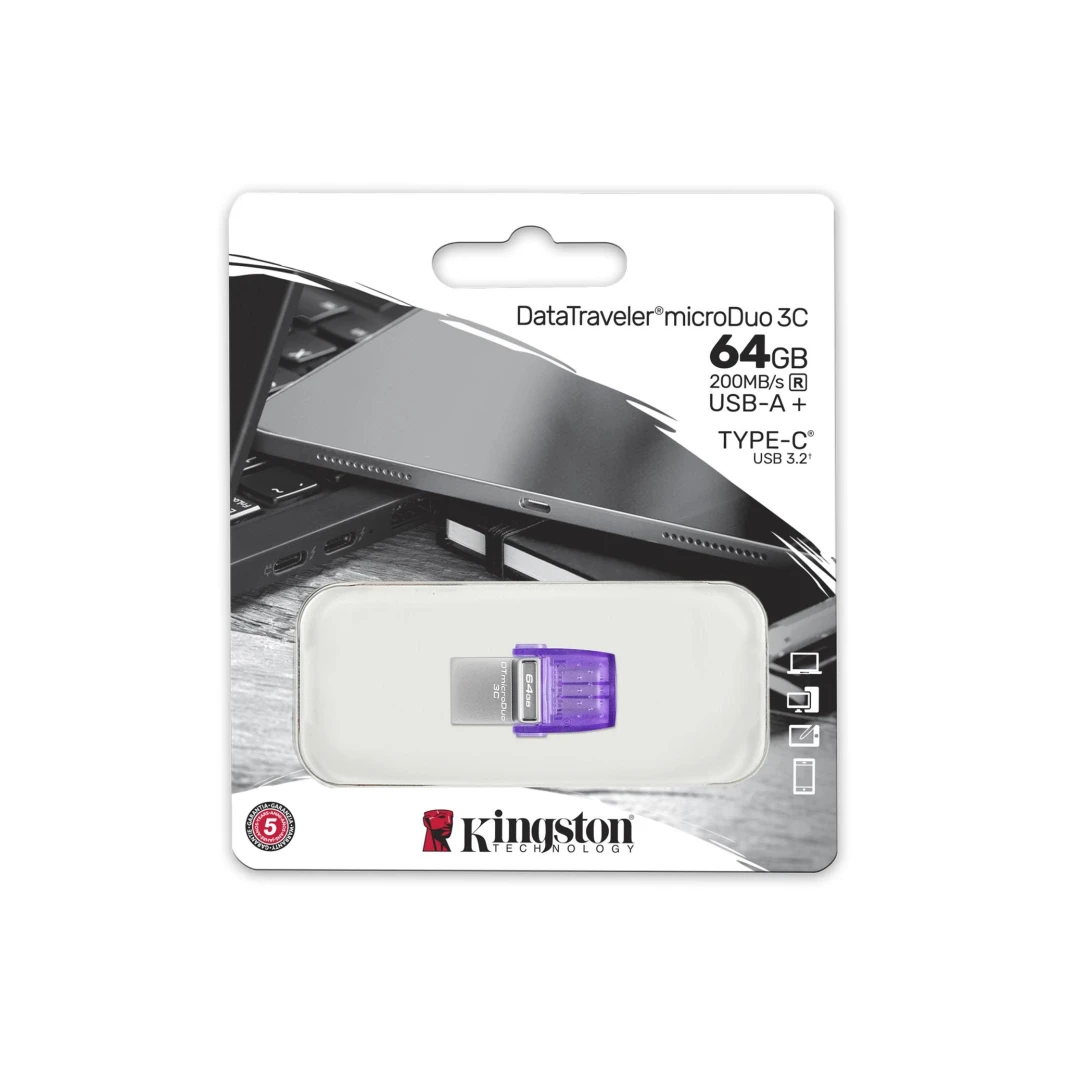 Kingston 128GB واجهة مزدوجة USB Type-C و Type-A USB 3.2 GEN 1 200MB/S قراءة-[DTDUO3CG3/128GB]