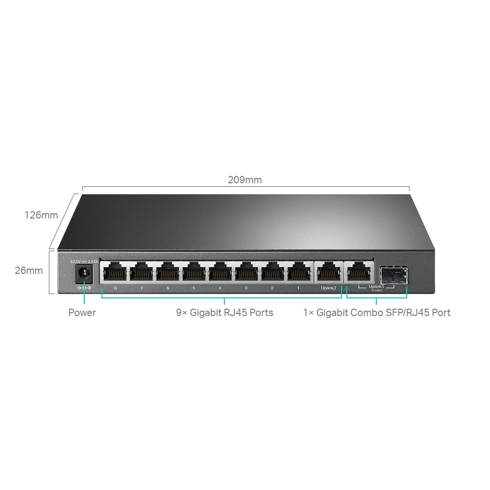 TP-LINK SG1210MPE 10-PORT GIGABIT SMART SWITCH مع 8-PORT POE+