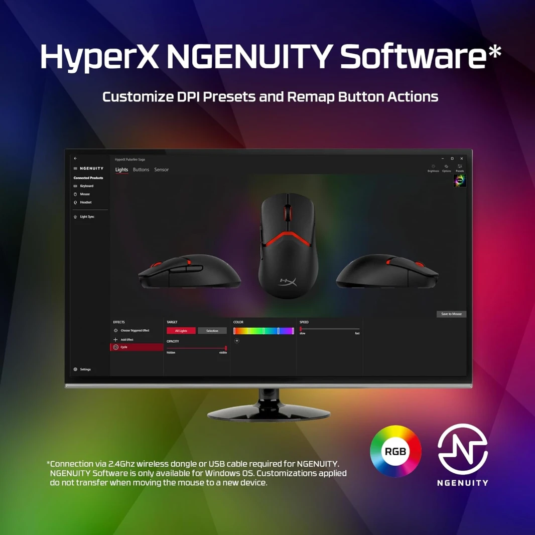 Hyperx Pulsefire Saga Gaming Mouse (Black) - A2PB3AA