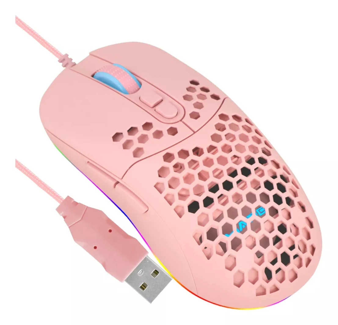 Haing RGB Gaming Mouse USB Pink [HI-218]