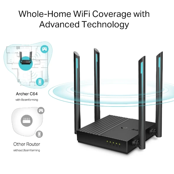 TP-Link AC1200 Wi-Fi Dual-Band Router Archer C64 (Ver.1.0)