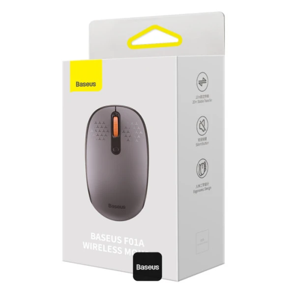baseus f01b tri-mode mouse mouse مع أزرار صامتة رمادية