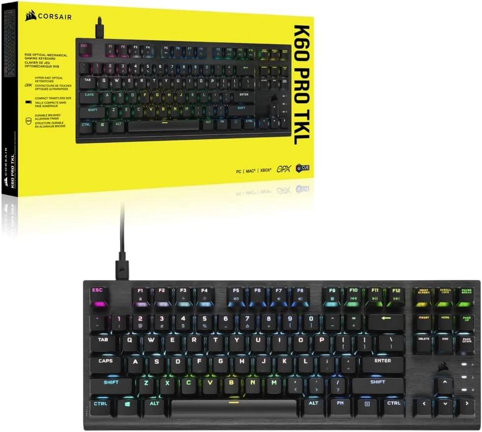 Corsair K60 Pro TKL RGB Tenkeyless Mechanical Gaming Keyboard Switch OPX-CH-911D01A-NA