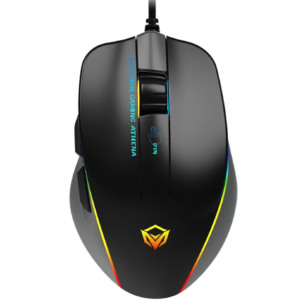 Meetion GM23 Gaming Mouse - أسود - يصل إلى 12800 نقطة في البوصة - الوزن القابل للإزالة