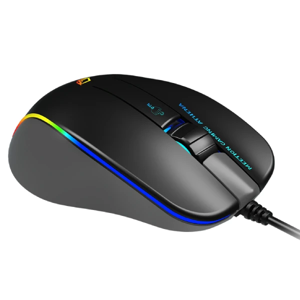 Meetion GM23 Gaming Mouse - أسود - يصل إلى 12800 نقطة في البوصة - الوزن القابل للإزالة