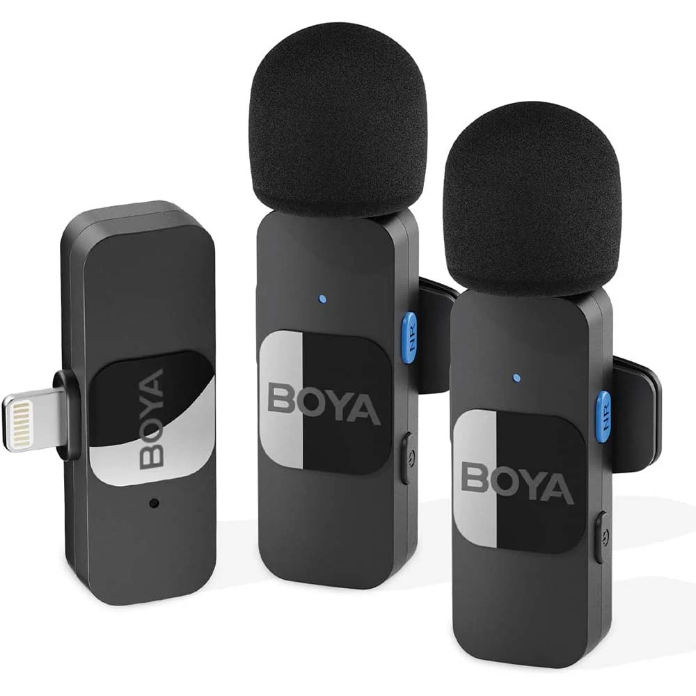 Boya BY-V2 ميكروفون لاسلكي مزدوج لمنفذ Lightning iPhone