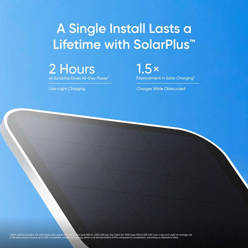 Anker Eufy Solocam S340 كاميرا أمان خارجي لاسلكي مع عدسة مزدوجة ولوحة شمسية [Solocam S340]