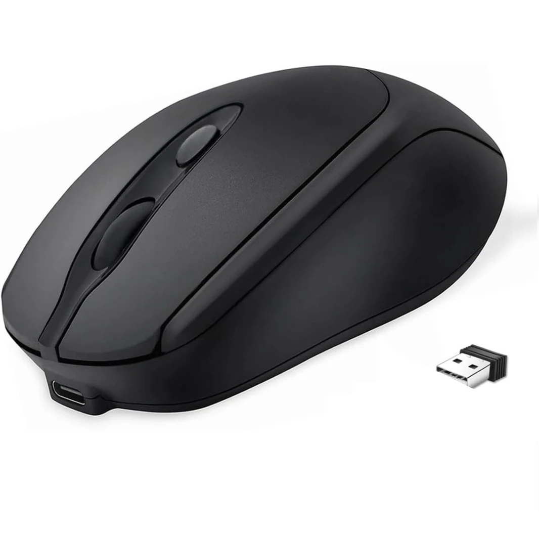 الماوس اللاسلكي الصامت معاد شحنه USB C - أسود