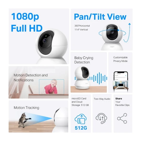 TP-Link TAPO C200 V3.2 كاميرا أمان المنزل الداخلي Wi-Fi