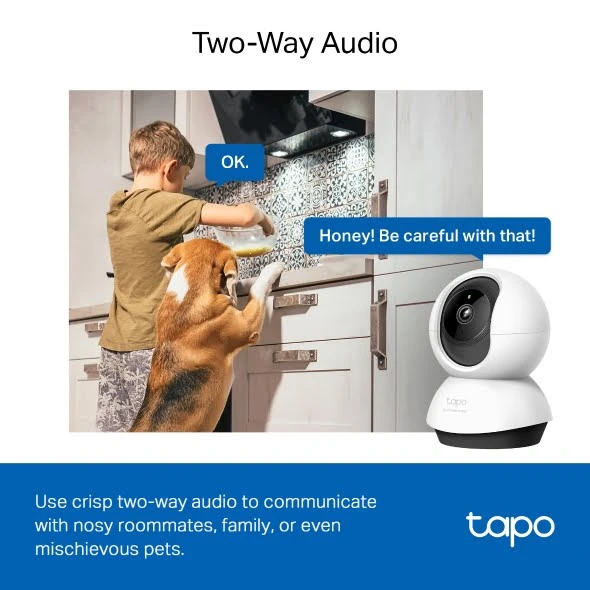 TP-Link Tapo C220 PAN/TILT Home Security Wi-Fi Camera-2K QHD– Audio Audio