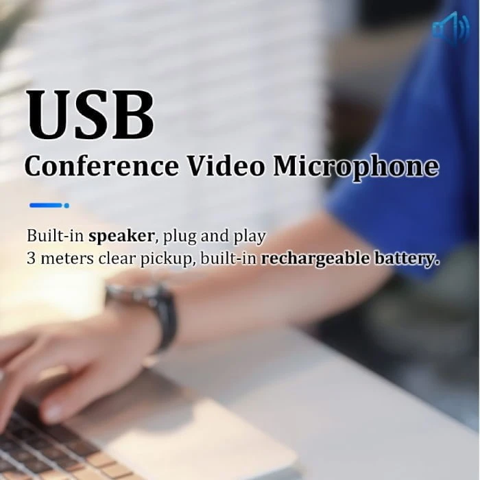 USB Conference speaker with built microphone { supports Bluetooth – omni-directional – small and compact design }