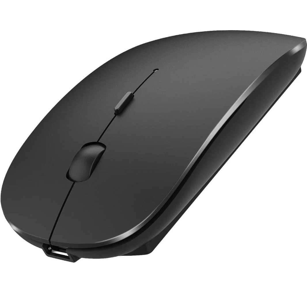 الماوس اللاسلكي مع Bluetooth ((الوضع المزدوج)) قابلة للشحن صامت 3 DPI DPI بالأبيض والأسود