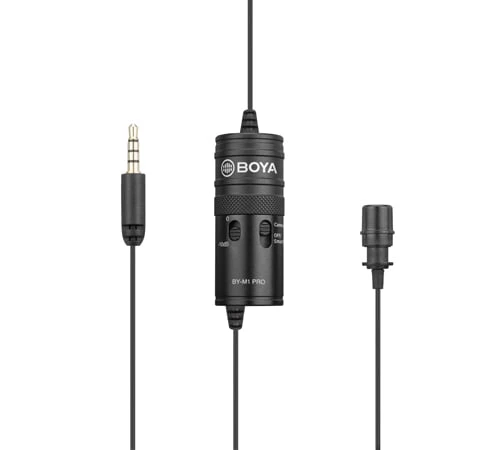 Boya BY-M1 PRO OMNIDIRECTING LAVALIER MICROPHONE CLIP-ON LAPEL MIC للهواتف الذكية ، DSLRS ، CAMCORDERS ، مسجلات صوتية ، تسجيل للكمبيوتر الشخصي