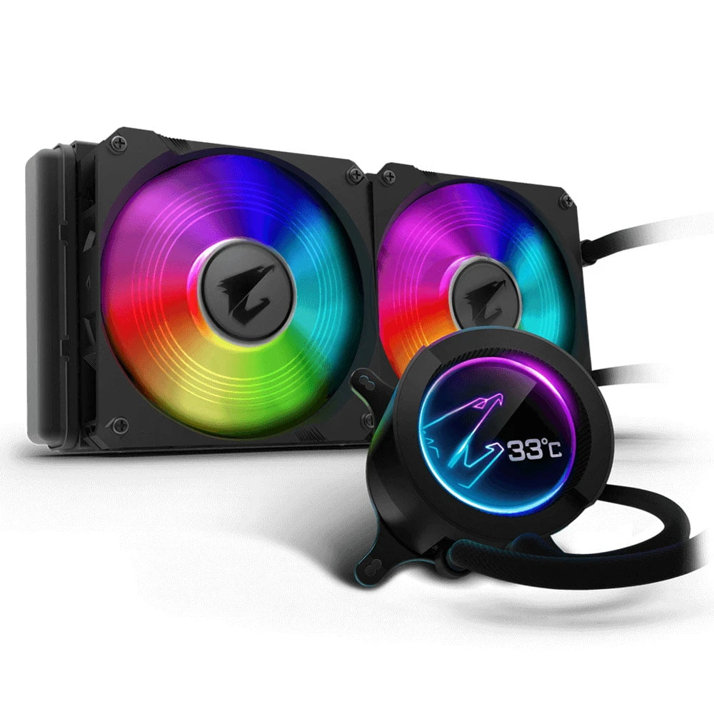 Gigabyte Aorus Liquid Cooler 280 (All-in-one سائل مع شاشة LCD الدائرية / RGB Fusion 2.0 / Dual 140mm Argb معجبين) [Aorus Cowner 280]