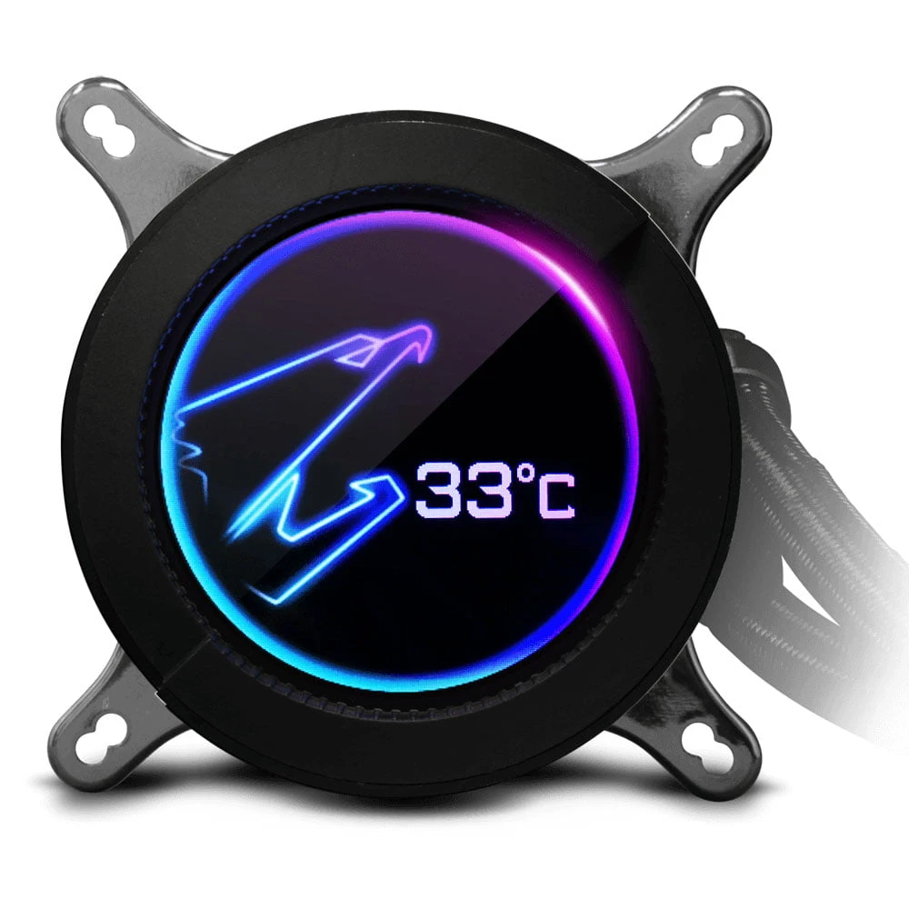 Gigabyte Aorus Liquid Cooler 280 (All-in-one سائل مع شاشة LCD الدائرية / RGB Fusion 2.0 / Dual 140mm Argb معجبين) [Aorus Cowner 280]