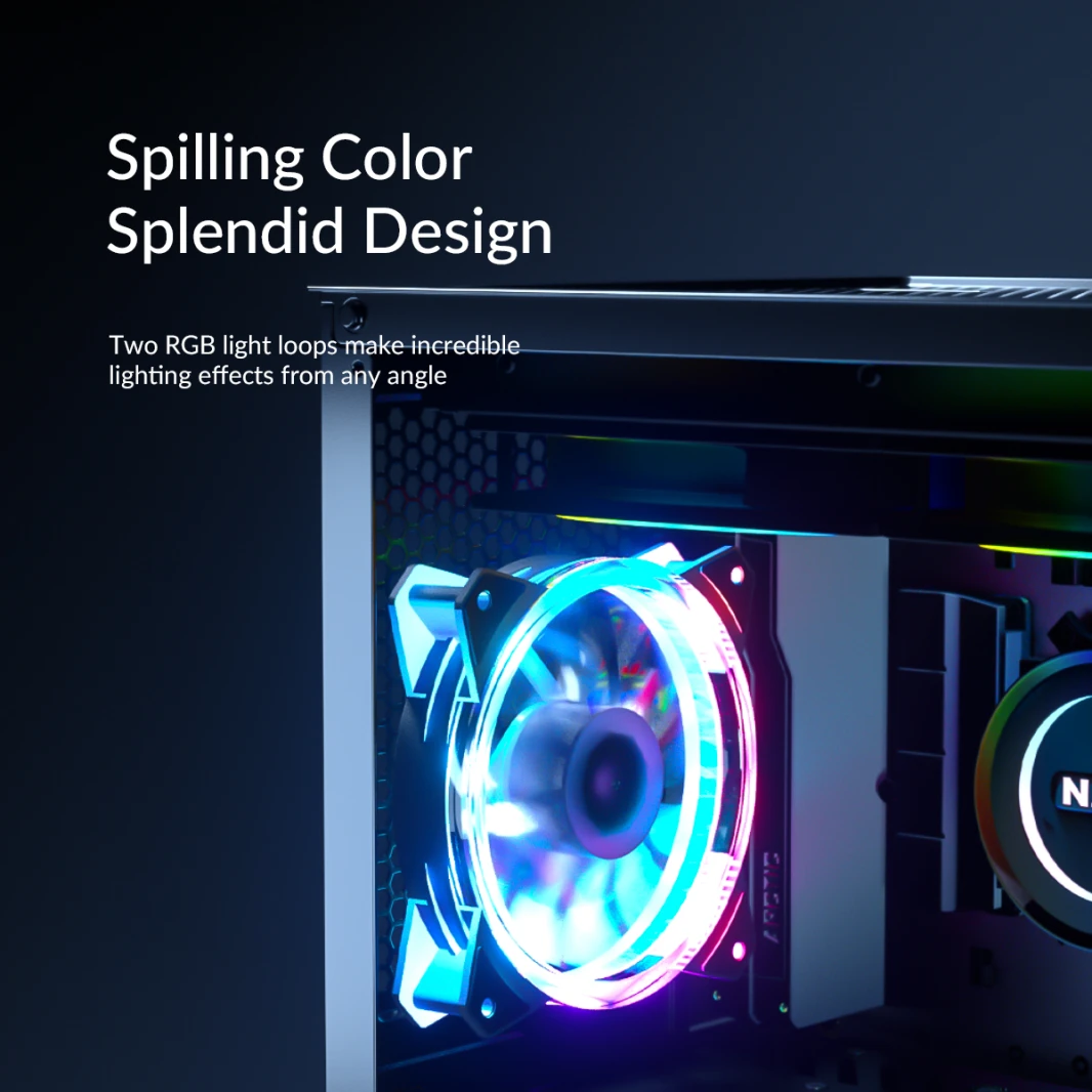 Orico Case Fan RGB Loops 120*120*25mm (6pin)-[Orico-CSF-2Sy-6P-BK-BP]