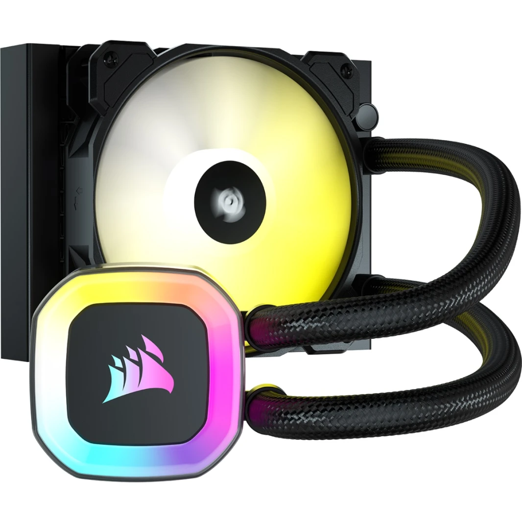 Corsair-H55 RGB CPU CPU مبرد {120 مم الرادياتير / 21 LEDS Bright RGB / ضوضاء منخفضة للغاية} CW-9060052-WW
