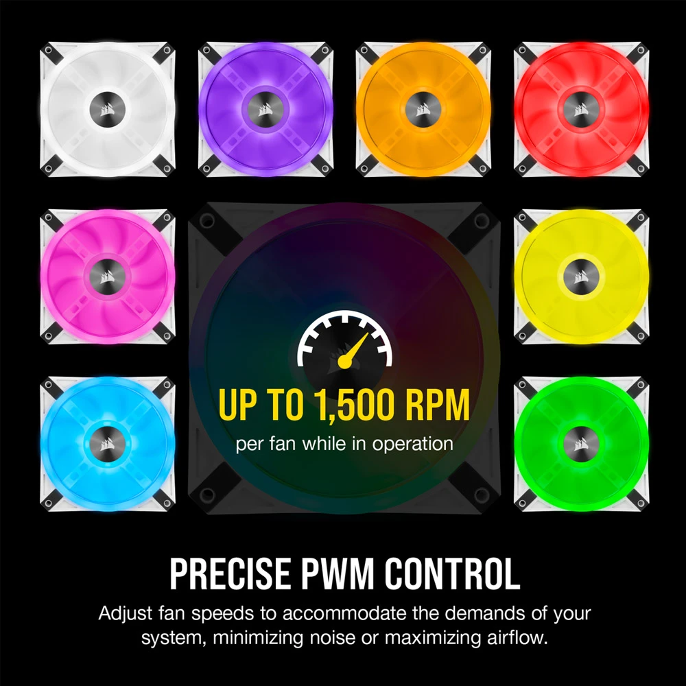 Corsair ICUE QL120 RGB 120mm PWM White Fan-Pack Single [CO-9050103-WW]