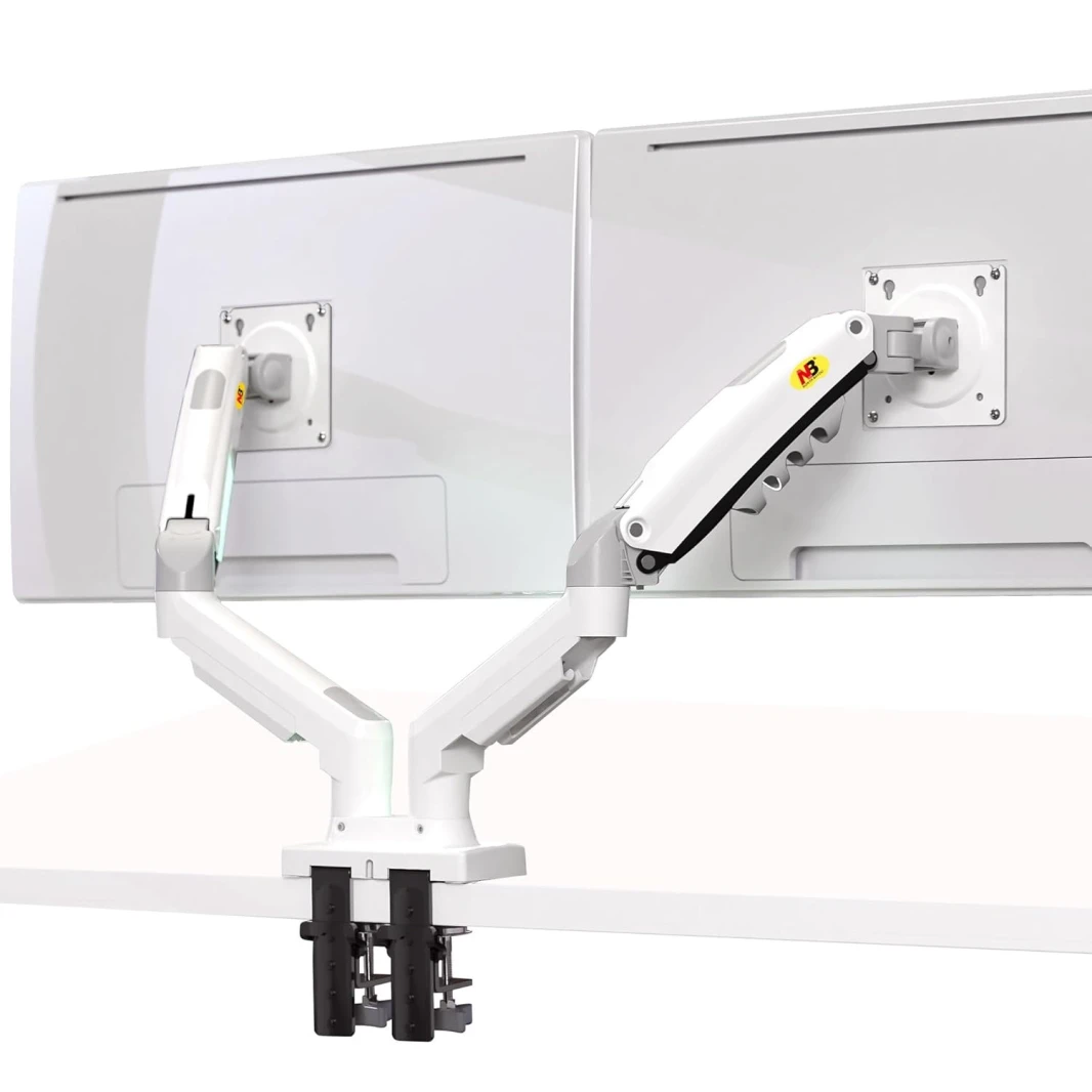 NB North Bayou F160 Dual Monitor Arm with Gas Spring for 17-27” Monitors White