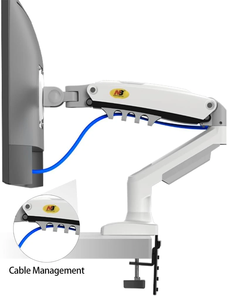 NB North Bayou F160 Dual Monitor Arm with Gas Spring for 17-27” Monitors White