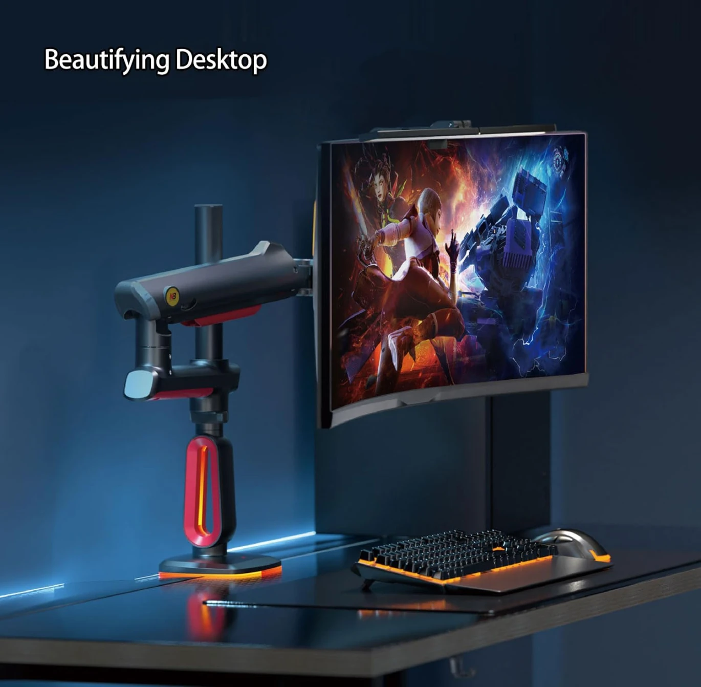 NB North Bayou L70 Gaming Monitor-Arm-Arm RGB Mount-32 بوصة تصل إلى 60 بوصة-Vesa 75/100 مم-حمولة حامل ثقيلة تصل إلى 20 كجم